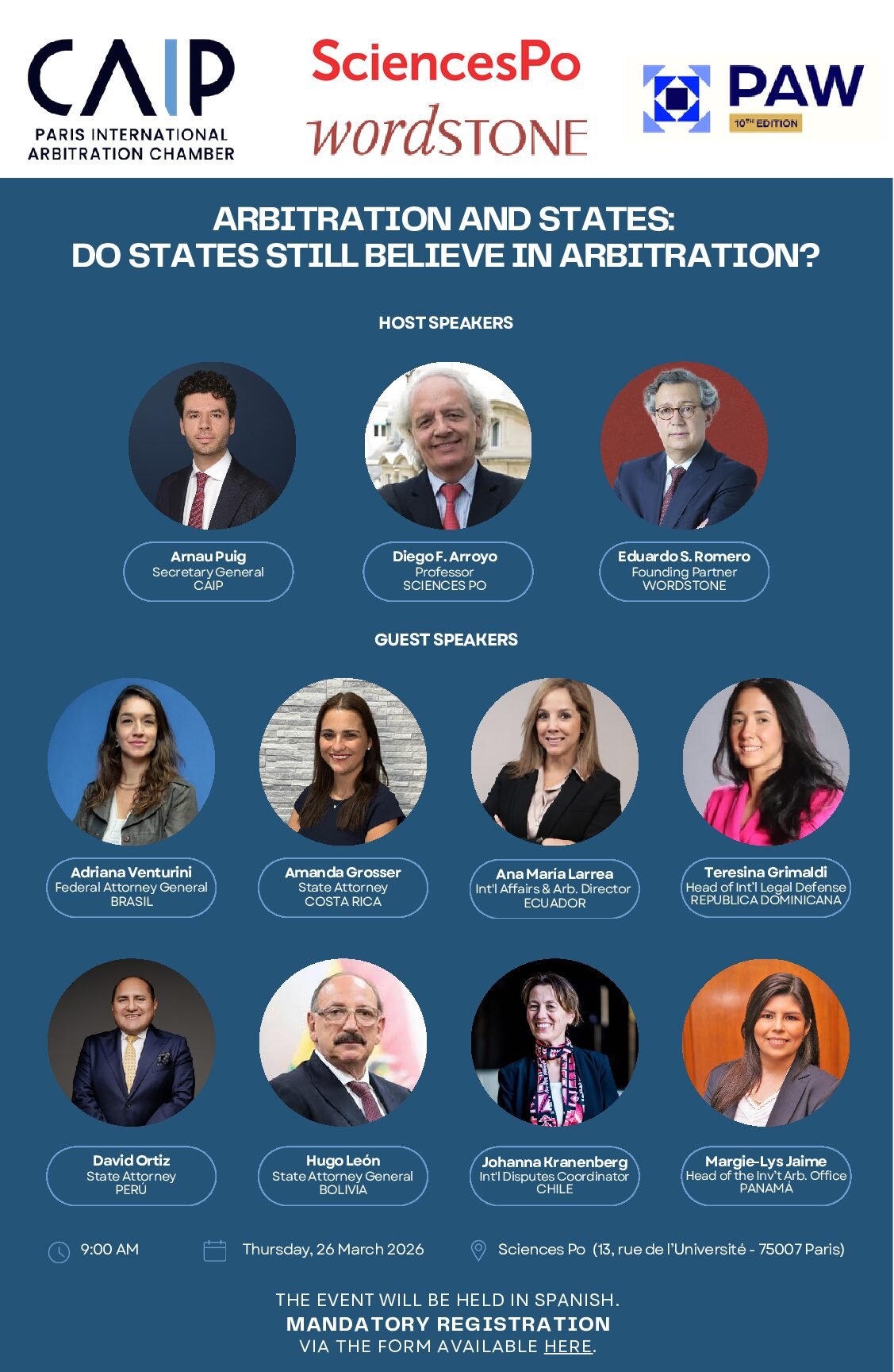 Arbitration and States: Do States still believe in Arbitration?, Paris (26, March 2026)